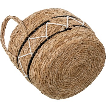 Set 3 Natural Seagrass Baskets+ Black Cotton Ø34x25+ø29x21+ø26x19cm