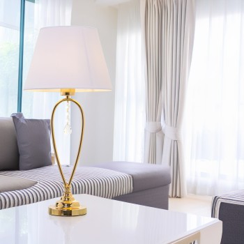 Golden Metal Table Lamp + 92280 - 1xe27cm, Max.40w Not Included- Ø28x57cm, Base:ø12x41cm
