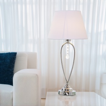 Silver Metal Table Lamp + 92280 - 1xe27cm, Max.40w Not Included- Ø28x57cm, Base:ø12x41cm