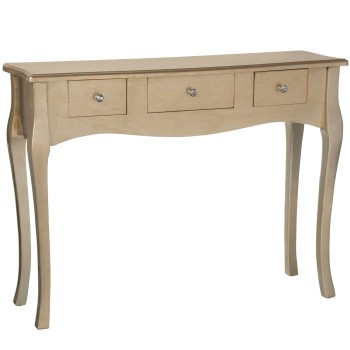 Champagne Wooden 3 Drawers Console Table- _105x33x80cm, Abeto+dm