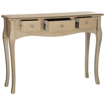 Champagne Wooden 3 Drawers Console Table- _105x33x80cm, Abeto+dm