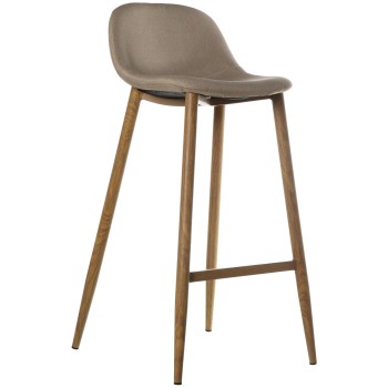 Stool Cream Fabric W/metal Legs Wood Finish _44,5x48x91,5cm Seat Height:73cm