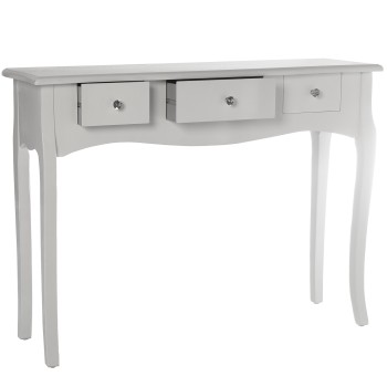 White Wooden 3 Drawers Console Table- _105x33x80cm, Madera:abeto+dm