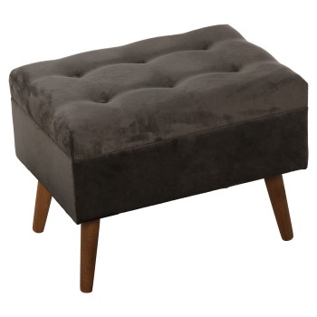 Panca Baule Camera Da Letto In Velluto - Grigio Scuro - Gambe In Legno- _60x40x45cm, Dm/abeto/poliéste