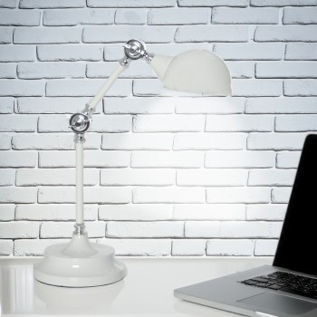 White Metal Table Lamp - 1xe14, Max.25w Not Included- 35x15,5x45cm