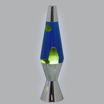 Shiny Metal Lava Lamp Liquid Blue/yellow_ø9x37cm