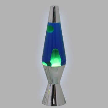 Shiny Metal Lava Lamp Liquid Green/blue_ø9x37cm_wire 150cm