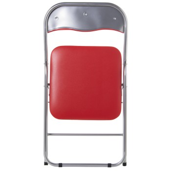 Folding Metal Chair, Red Upholstered Faux Leather Seat 44x46x78cm Seat Height:44cm